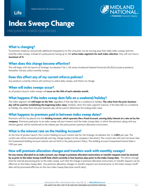 Index Sweeps FAQ